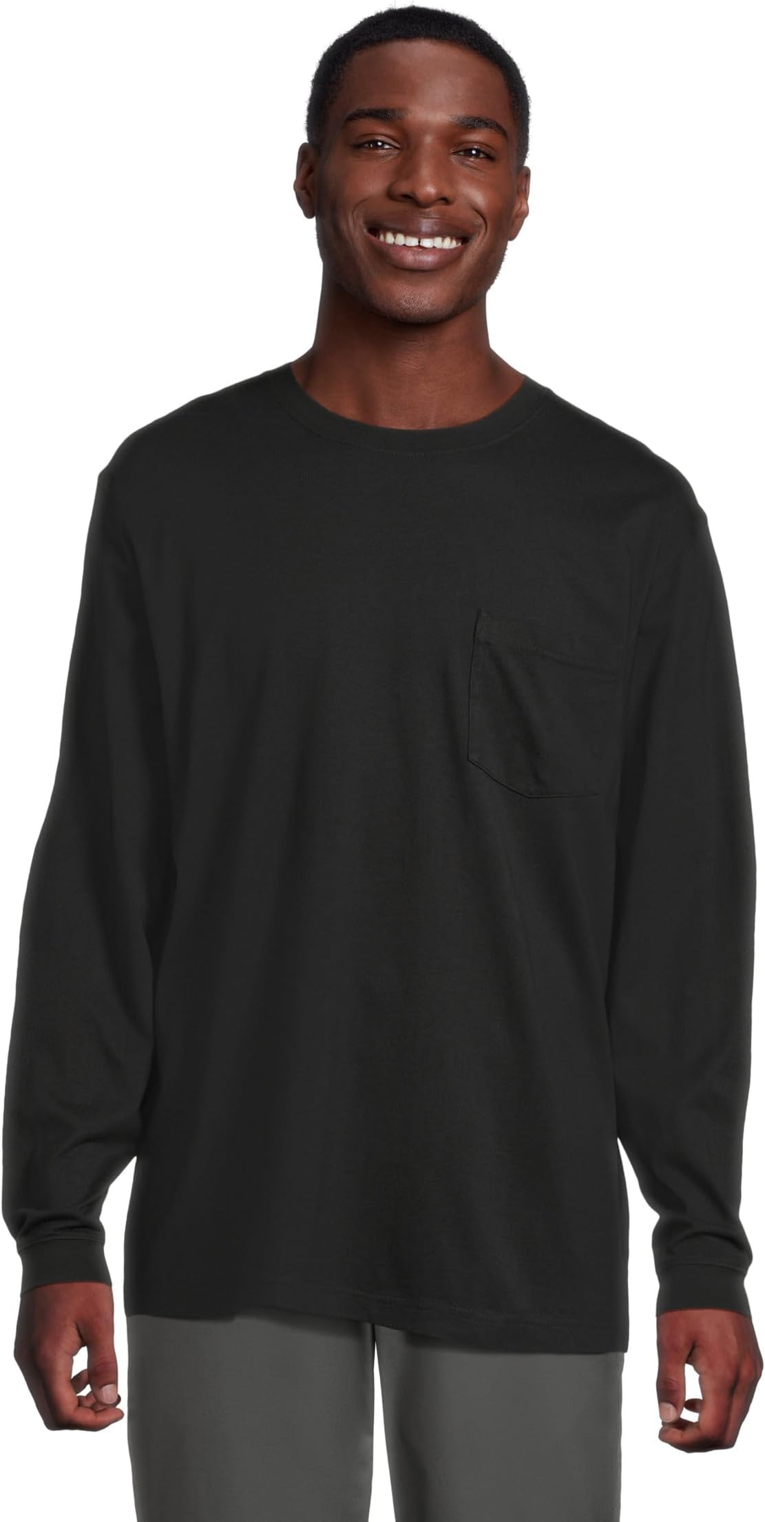 

Футболка L.L.Bean Carefree Unshrinkable Tee With Pocket Traditional Fit Long-sleeve, черный