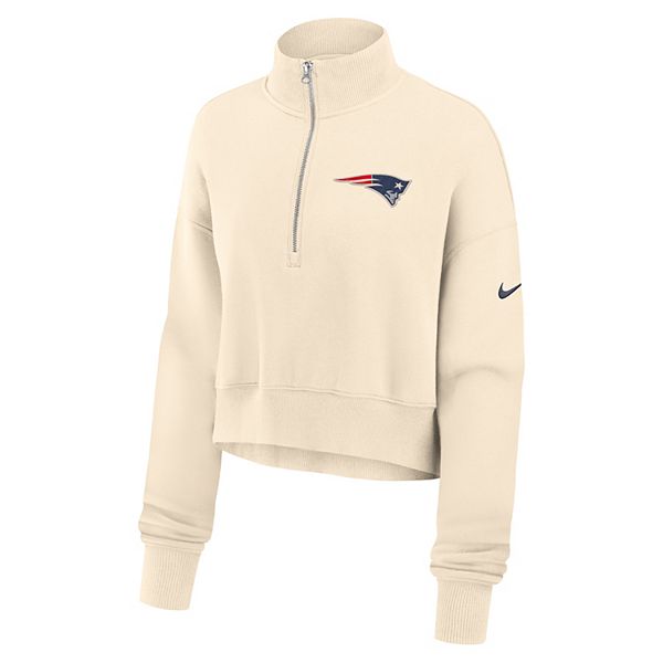 Женский кроп-худи с полумолнией new england patriots legacy phoenix fleece кремового цвета Nike — фото 3