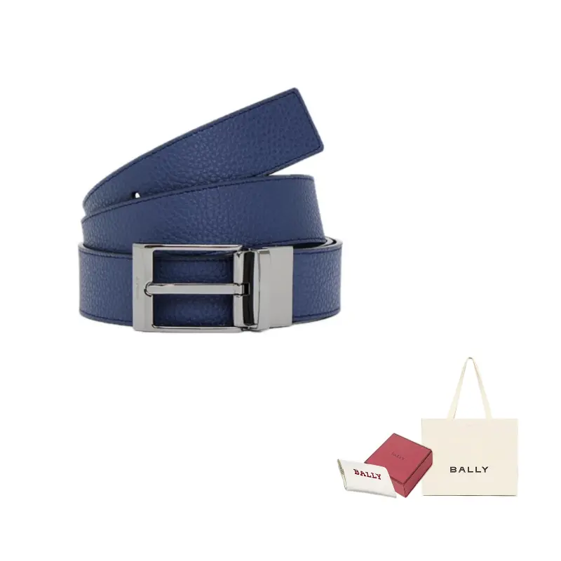 

BALLY Кожаный ремень мужской темно-синий шириной 3,5 см, Dark Blue