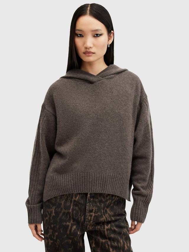 

Толстовка с капюшоном ines из богатого кашемира AllSaints, цвет Mocca Brown