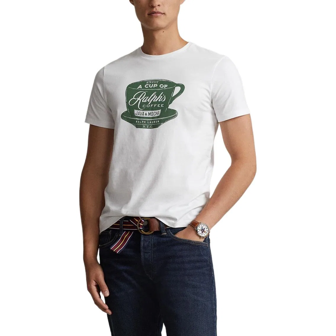 Футболка Custom Slim Fit мужская Polo Ralph Lauren, White — фото 3