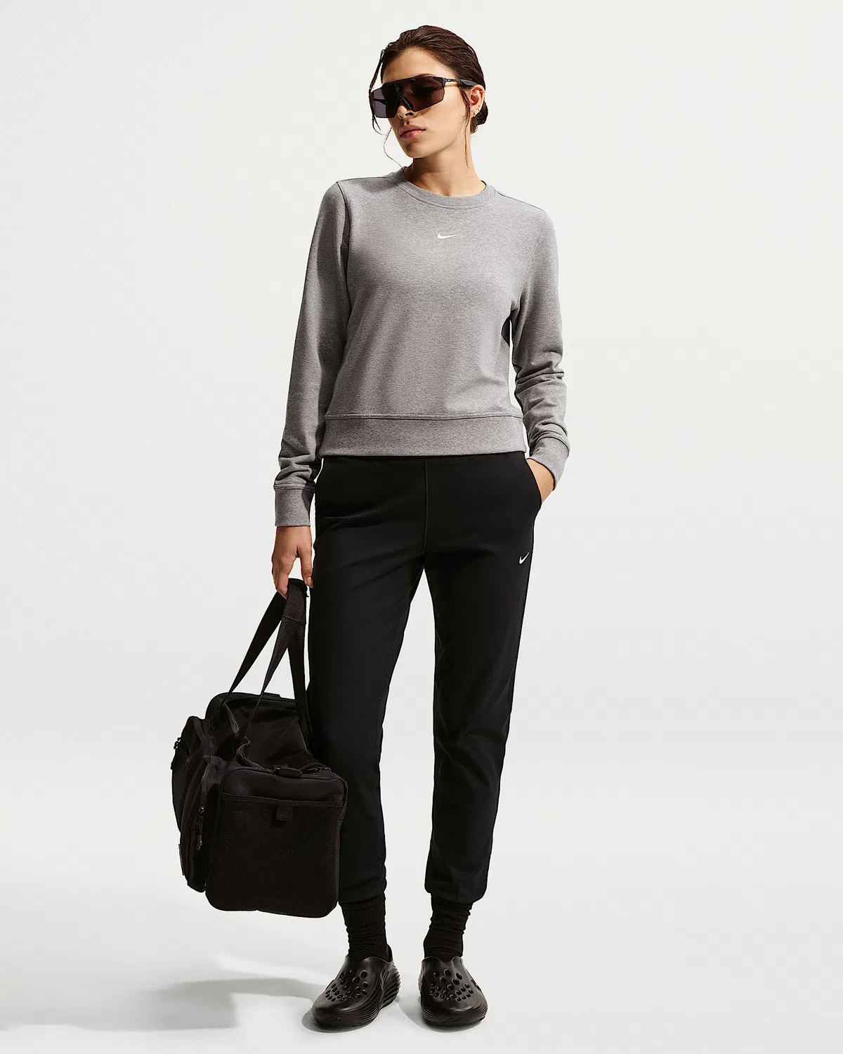 Женские спортивные штаны Nike One с высокой посадкой, полной длиной, Black/White