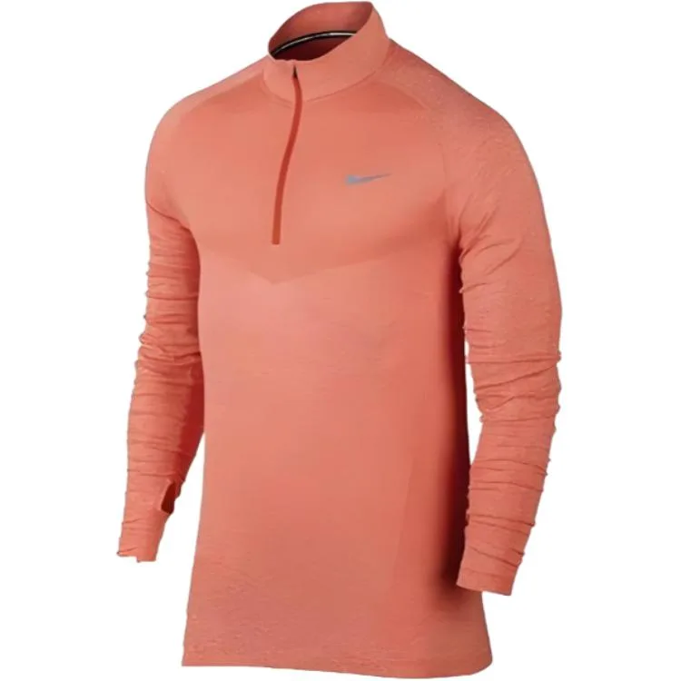 Nike Футболка мужская темно-оранжевая с воротником стойкой