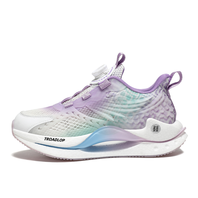 

Нескользящие, легкие, амортизирующие, низкие детские кроссовки для бега для подростков TROADLOP, белый/фиолетовый