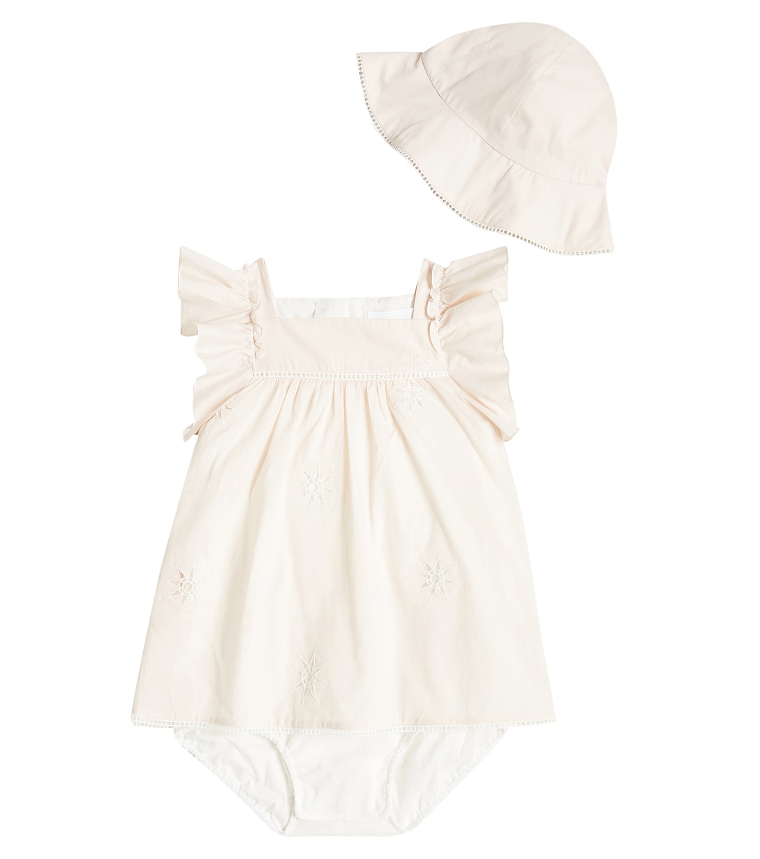 

Комплект из детского хлопкового платья и шапочки Chloé Kids, Salmon