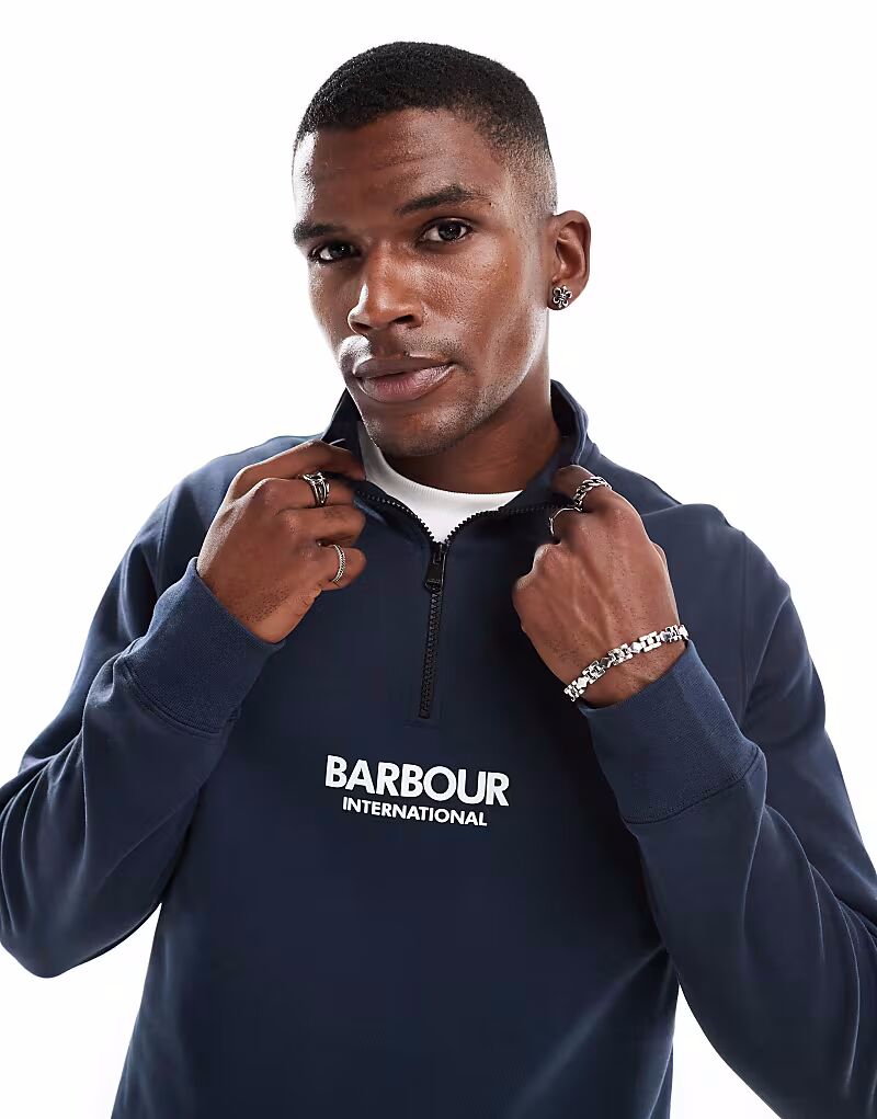 

Толстовка Barbour International Transmission с застежкой-молнией на половину длины в темно-синем цвете