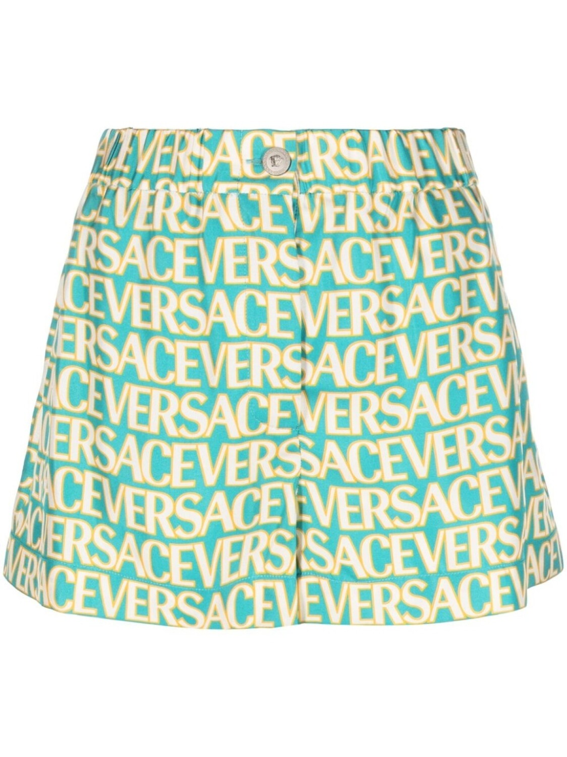 

Versace шелковые шорты с логотипом, синий