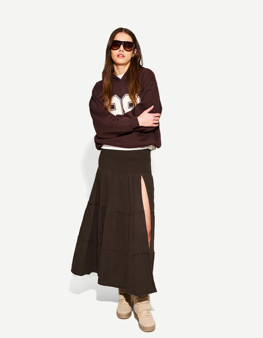

Юбка миди Bershka, коричневый