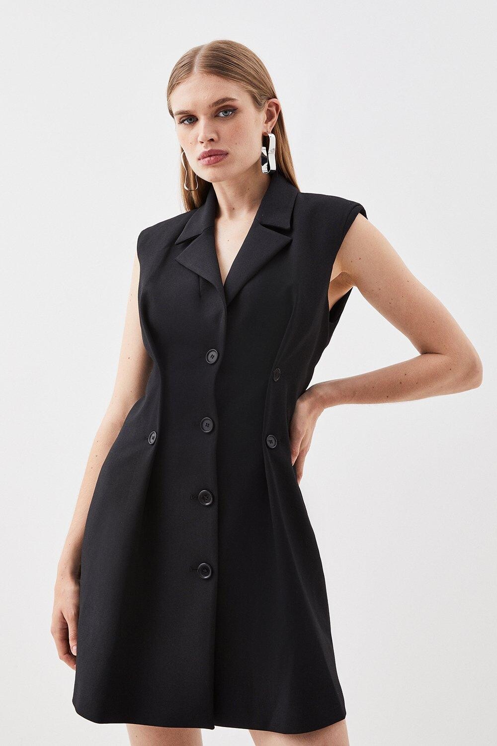 

Компактное эластичное платье-блейзер с пышной юбкой на заказ Karen Millen, черный
