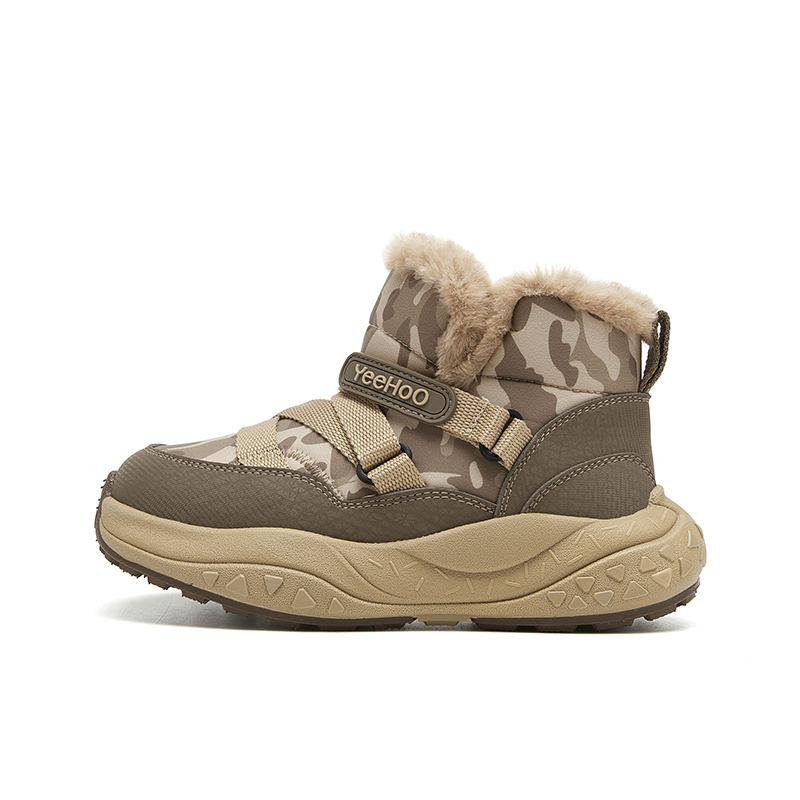 

Амортизирующие устойчивые к истиранию утепленные ботинки high top для детей YeeHoO, коричневый