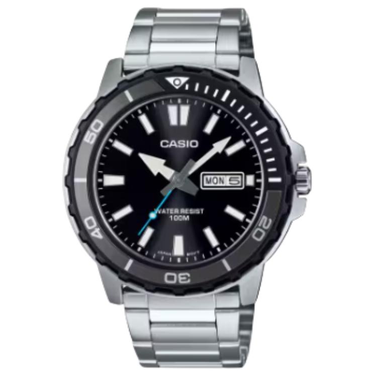 

CASIO Стандартные кварцевые часы с нержавеющим браслетом унисекс черный циферблат