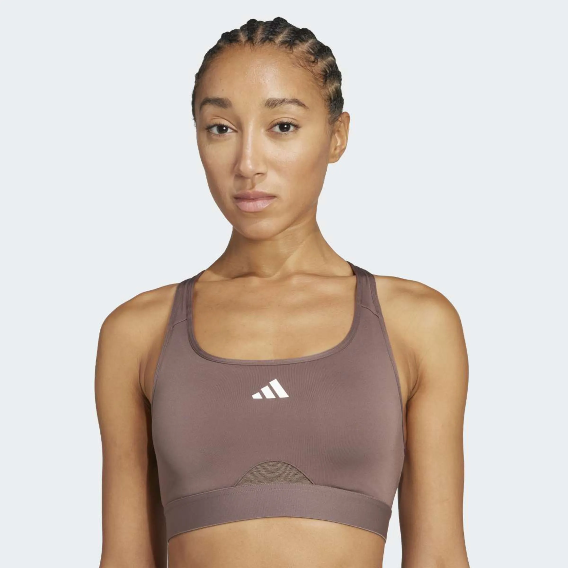 Женский топ для тренировок Powerreact Adidas, коричневый — фото 4