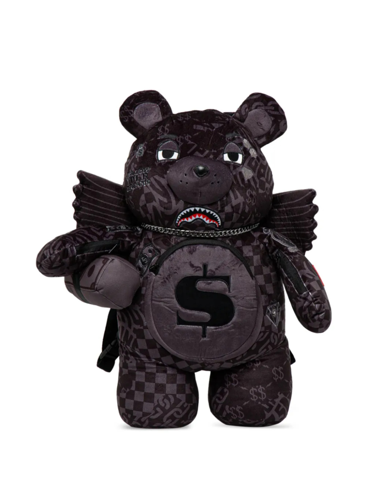 

Рюкзак Sprayground большой 4AM Money Wing Bear в клетку, черный