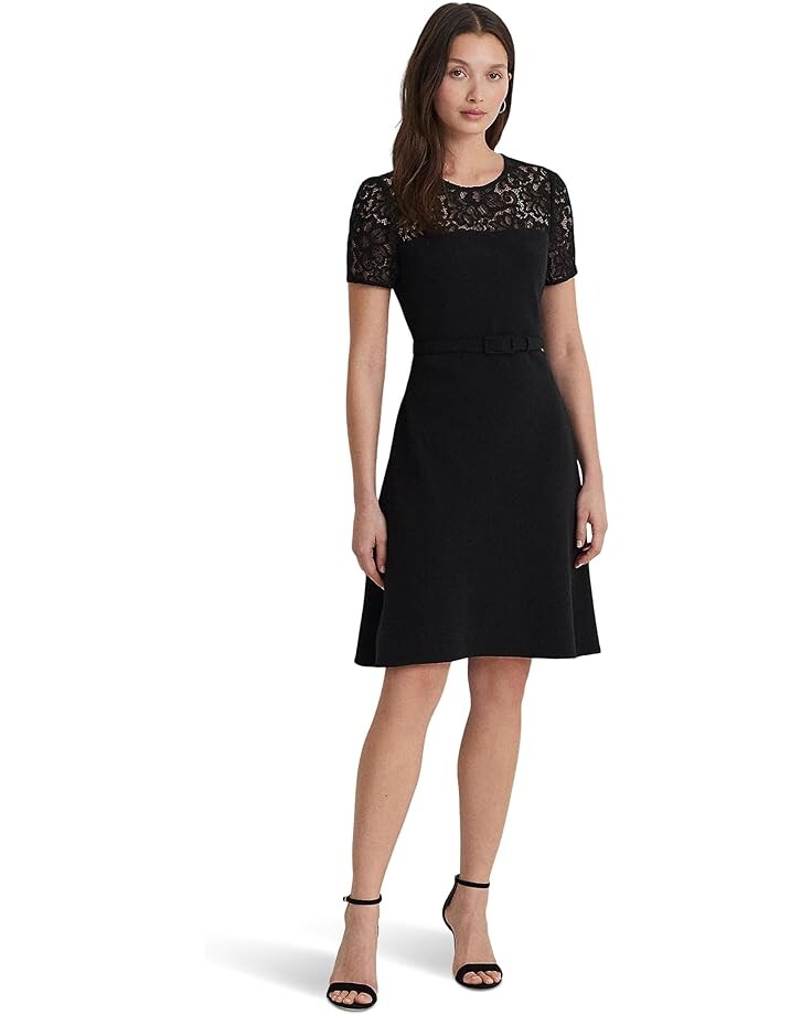 

Платье LAUREN Ralph Lauren Lace-Trim Georgette Cocktail, черный