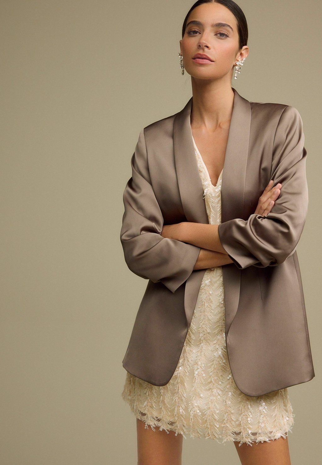 

Блейзер RUCHED SLEEVE REGULAR FIT Next, серо-коричневый