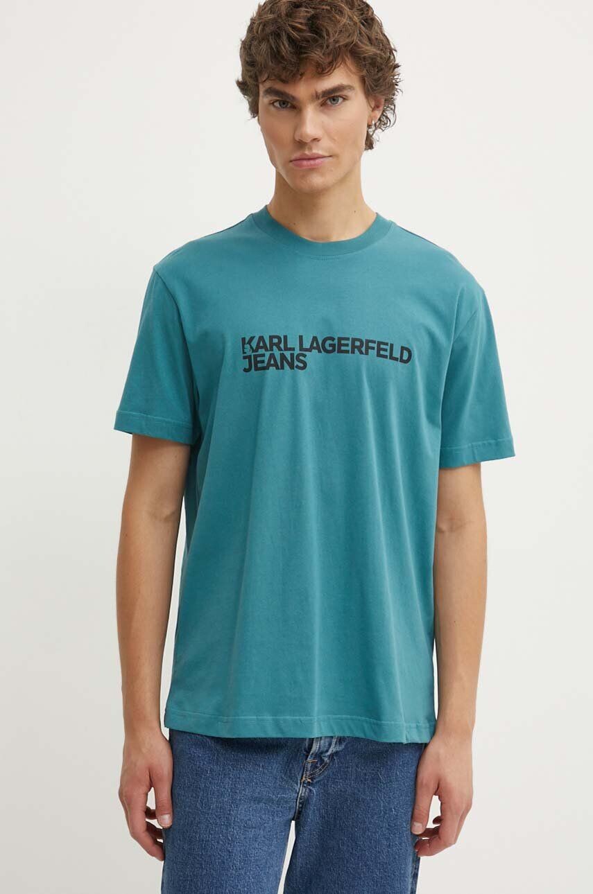 

Хлопковая футболка Karl Lagerfeld Jeans, бирюзовый