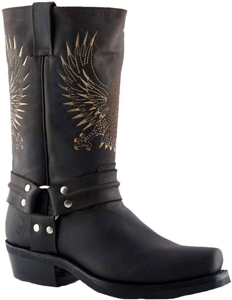 

Мужские ковбойские западные ботинки Grinders с квадратным носком из кожи с изображением лысого орла, коричневый