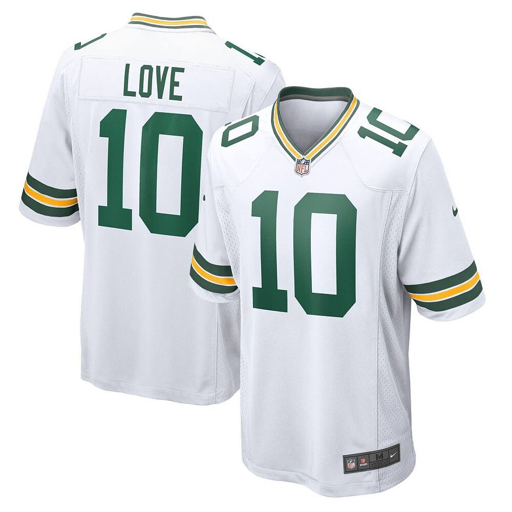 

Мужское игровое джерси Nike Jordan Love White Green Bay Packers, цвет Pkr White