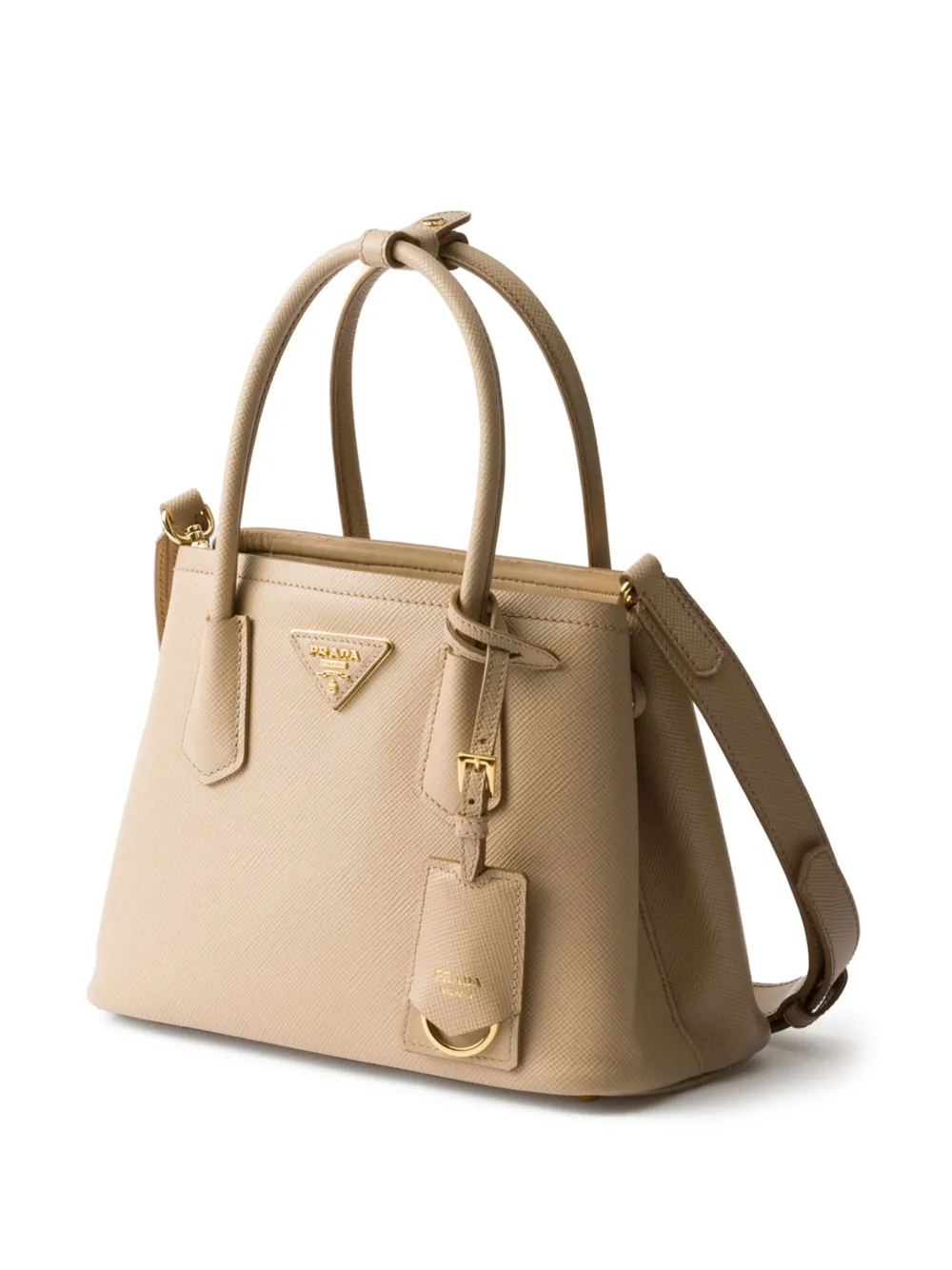 Маленькая сумка-тоут Prada Double Saffiano, нейтральный — фото 3