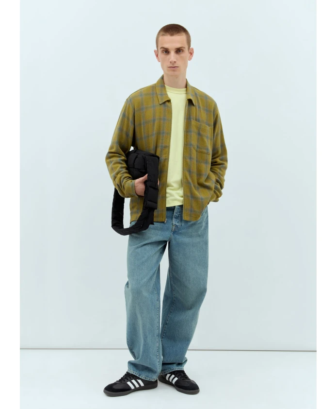Рубашка из хлопка в клетку с застежкой молнией спереди Stüssy, зеленый — фото 3