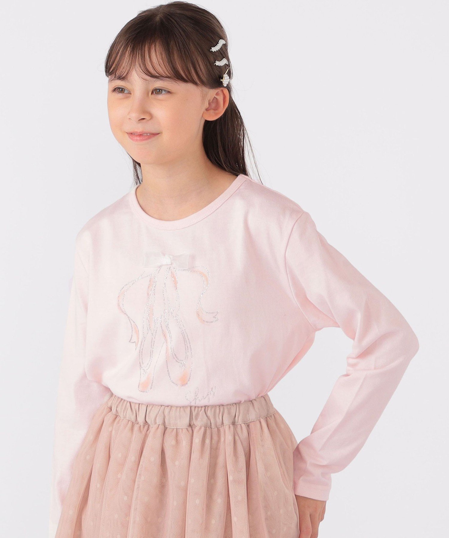 Детская балетная футболка с длинным рукавом, размер 140-150 см SHIPS KIDS, Light Pink — фото 4