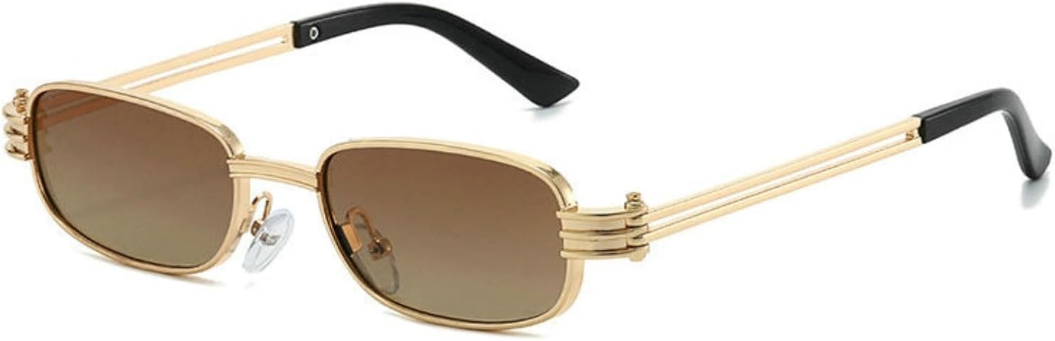 

Willochra Модные прямоугольные солнцезащитные очки для женщин, винтажные маленькие квадратные солнцезащитные очки в стиле ретро с узкой золотой оправой, черные панк-очки, C6