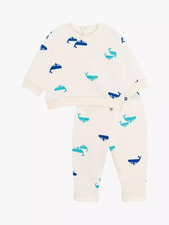 Пижама с принтом Детеныш кита, молочный/разноцветный Petit Bateau