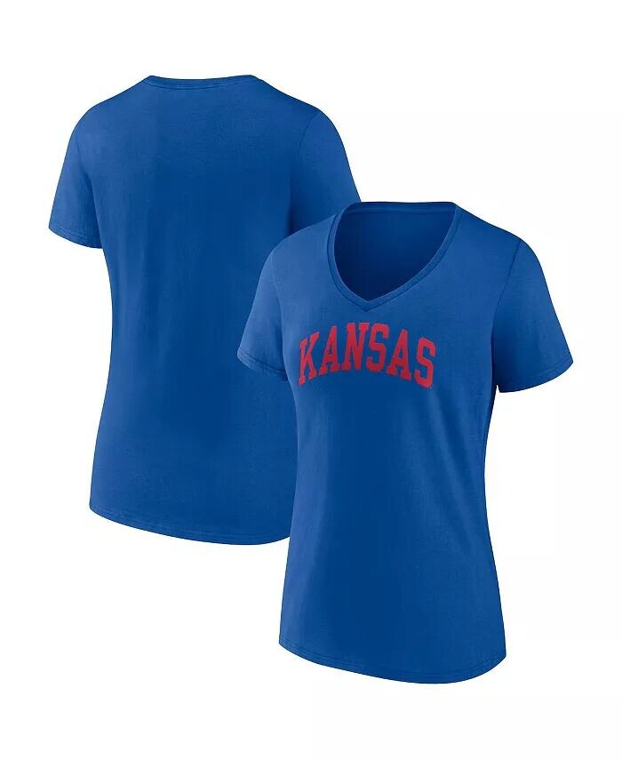

Женская футболка Royal Kansas Jayhawks Basic Arch с v-образным вырезом Fanatics