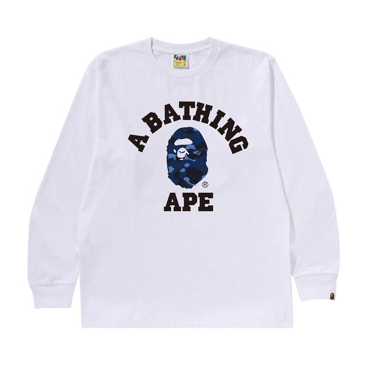 

Футболка BAPE Color Camo College Long-Sleeve Tee, White/Navy