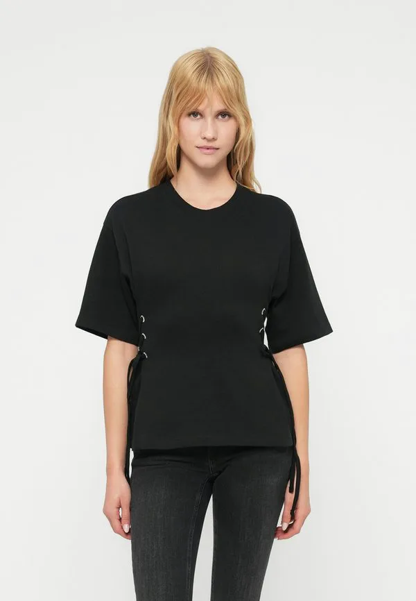 

Футболка с принтом onlmarie life o neck box print Only, Black, Черный, Футболка с принтом onlmarie life o neck box print Only, Black