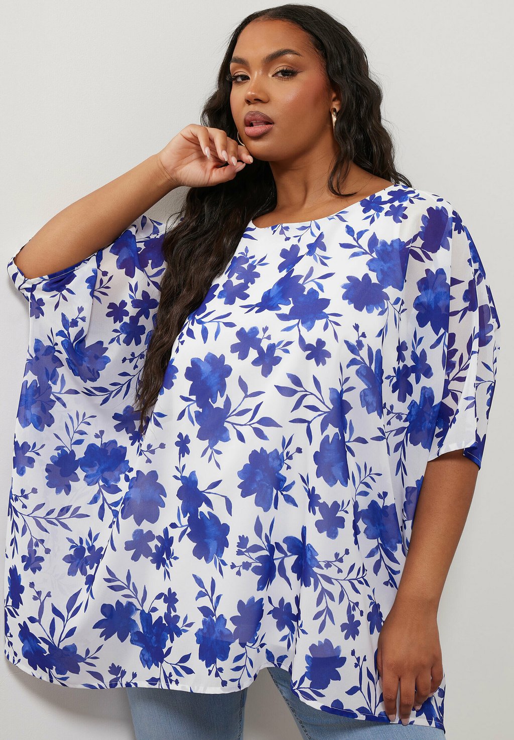 

Блуза FLORAL Yours Clothing, синий