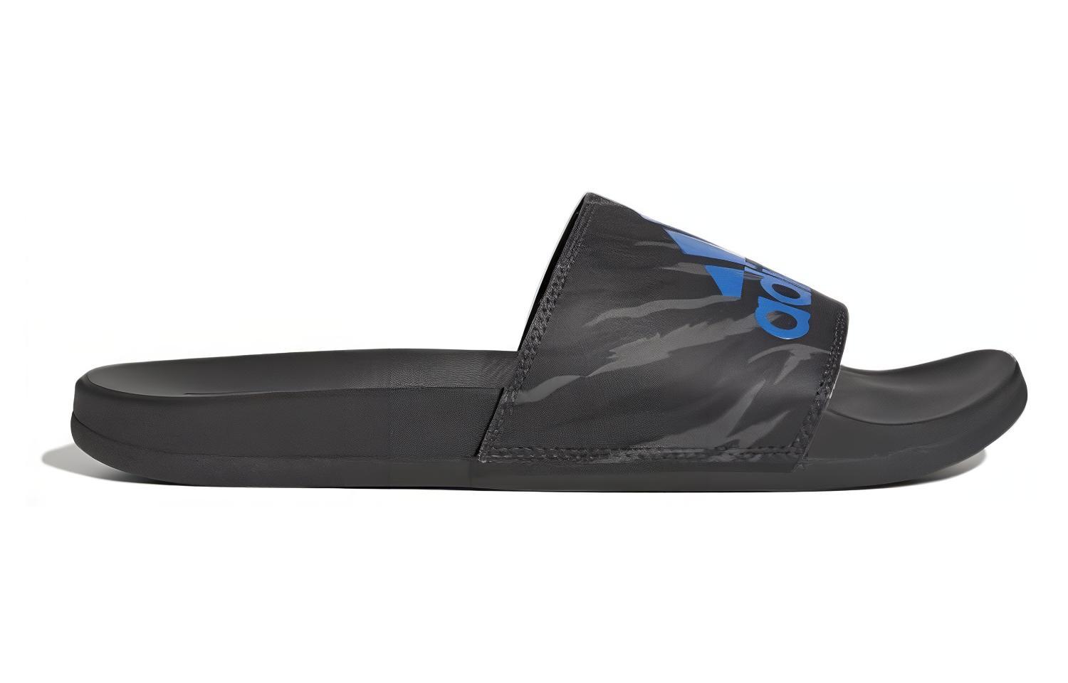 Adidas Адилетт Комфорт Сандалии 'Carbon Blue Rush' — черные синие серые, цвет Black Blue Gray — фото 2