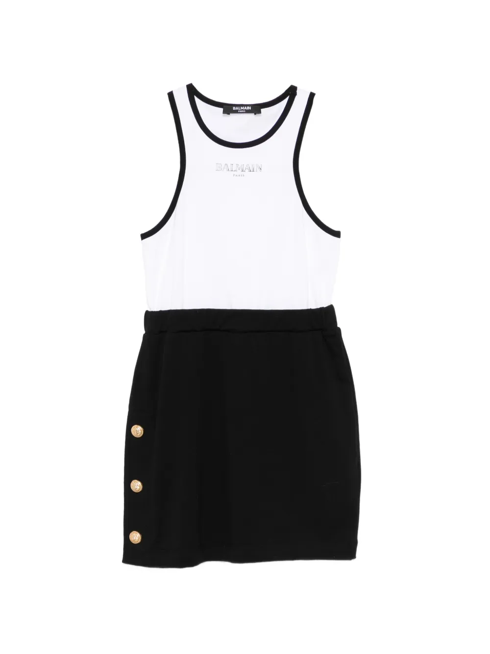 Платье с отделкой пуговицами Balmain Kids, белый