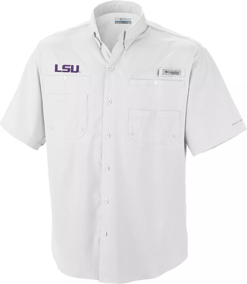 

Мужская белая рубашка Columbia LSU Tigers Tamiami Performance