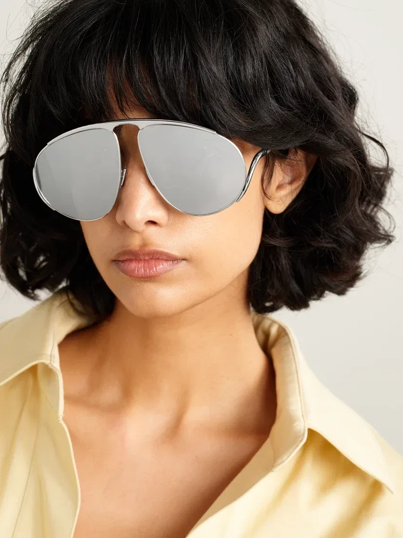 Солнцезащитные очки-авиаторы серебристого цвета LOEWE EYEWEAR, серебряный — фото 2