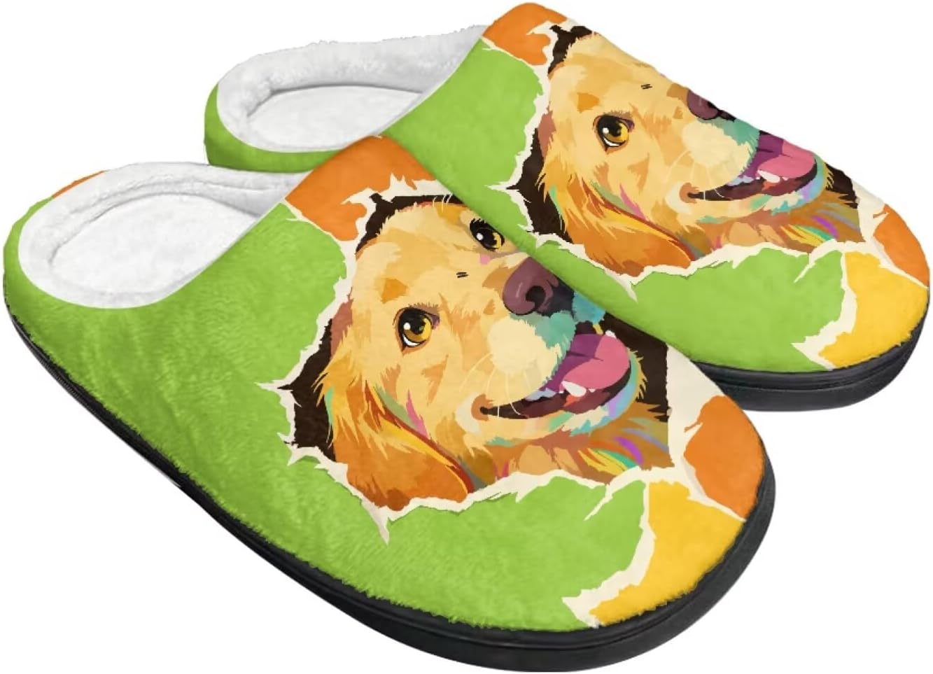 

Теплые плюшевые тапочки из фланели, уютные домашние тапочки для женщин и мужчин с противоскользящей подошвой Wanzuoeng, зеленый/оранжевый