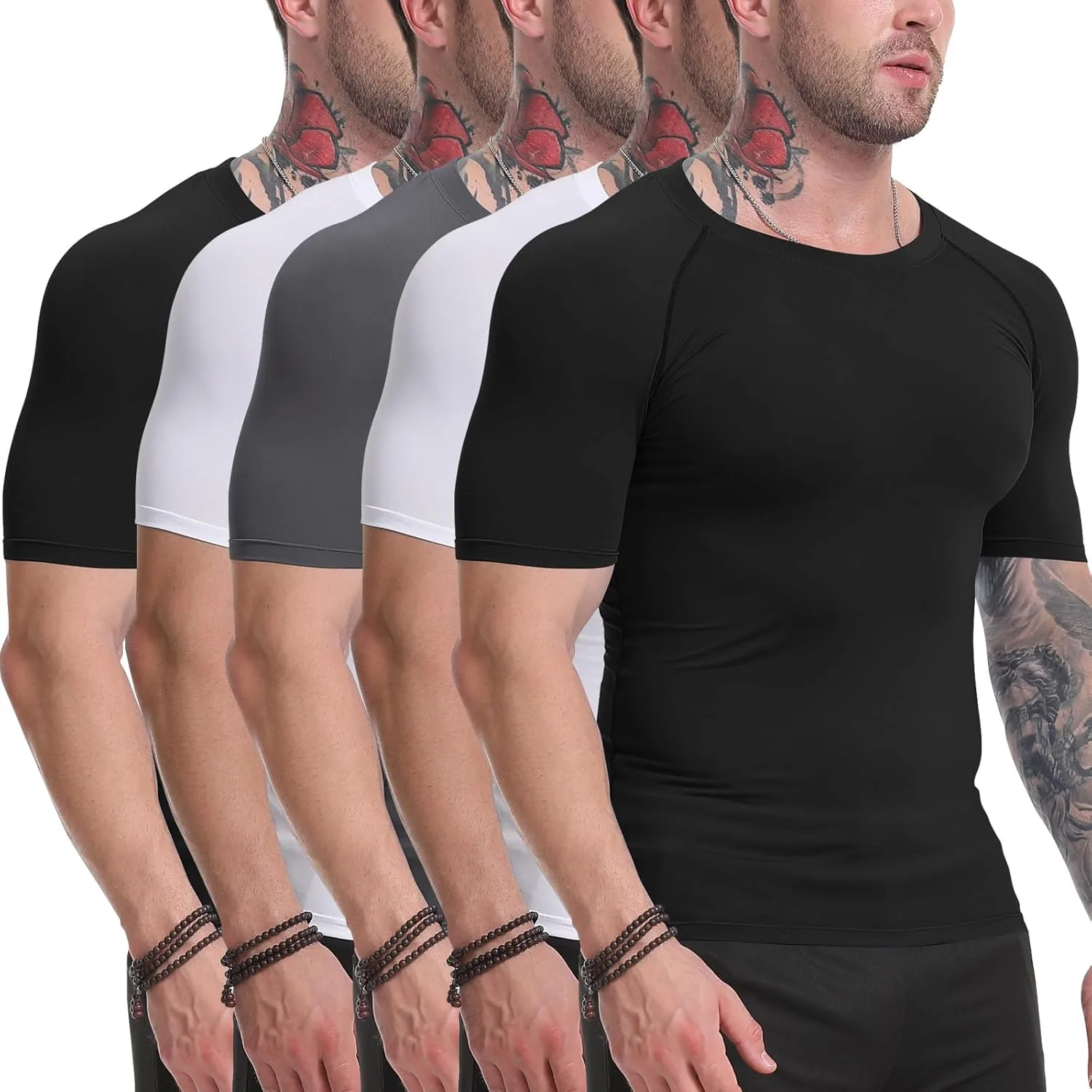 

Sumolux 5 Pack мужские компрессионные футболки с коротким рукавом