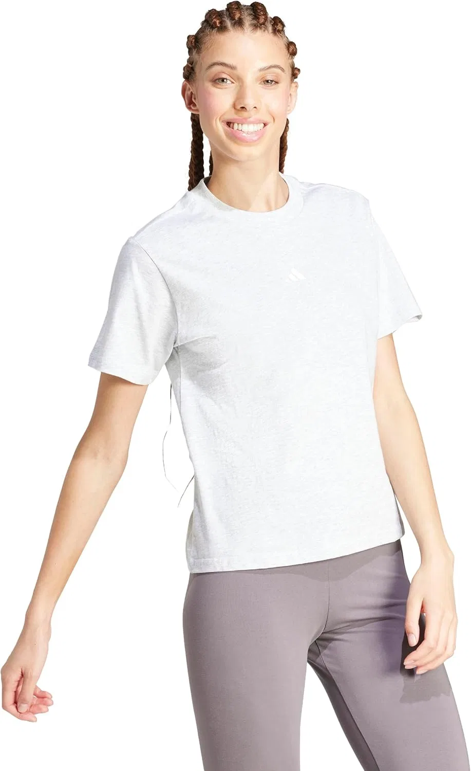 Футболка хлопковая adidas Light Grey Heather/White — фото 3