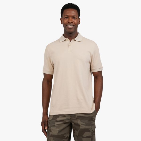 

Мужское поло из однотонной ткани интерлок с коротким рукавом Chaps, цвет oatmeal heather