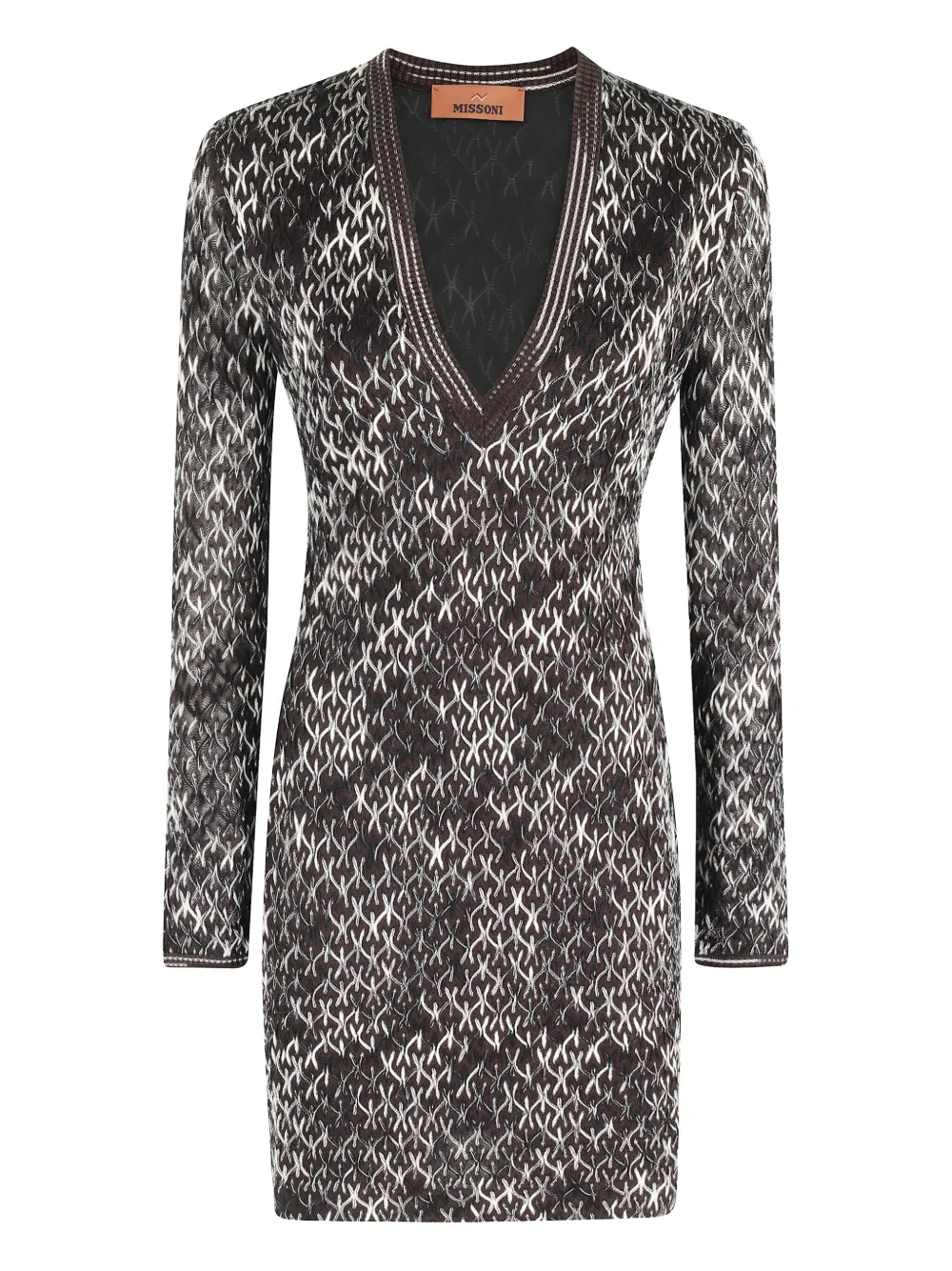 

Платье миди с узором и V-образным вырезом Missoni, коричневый