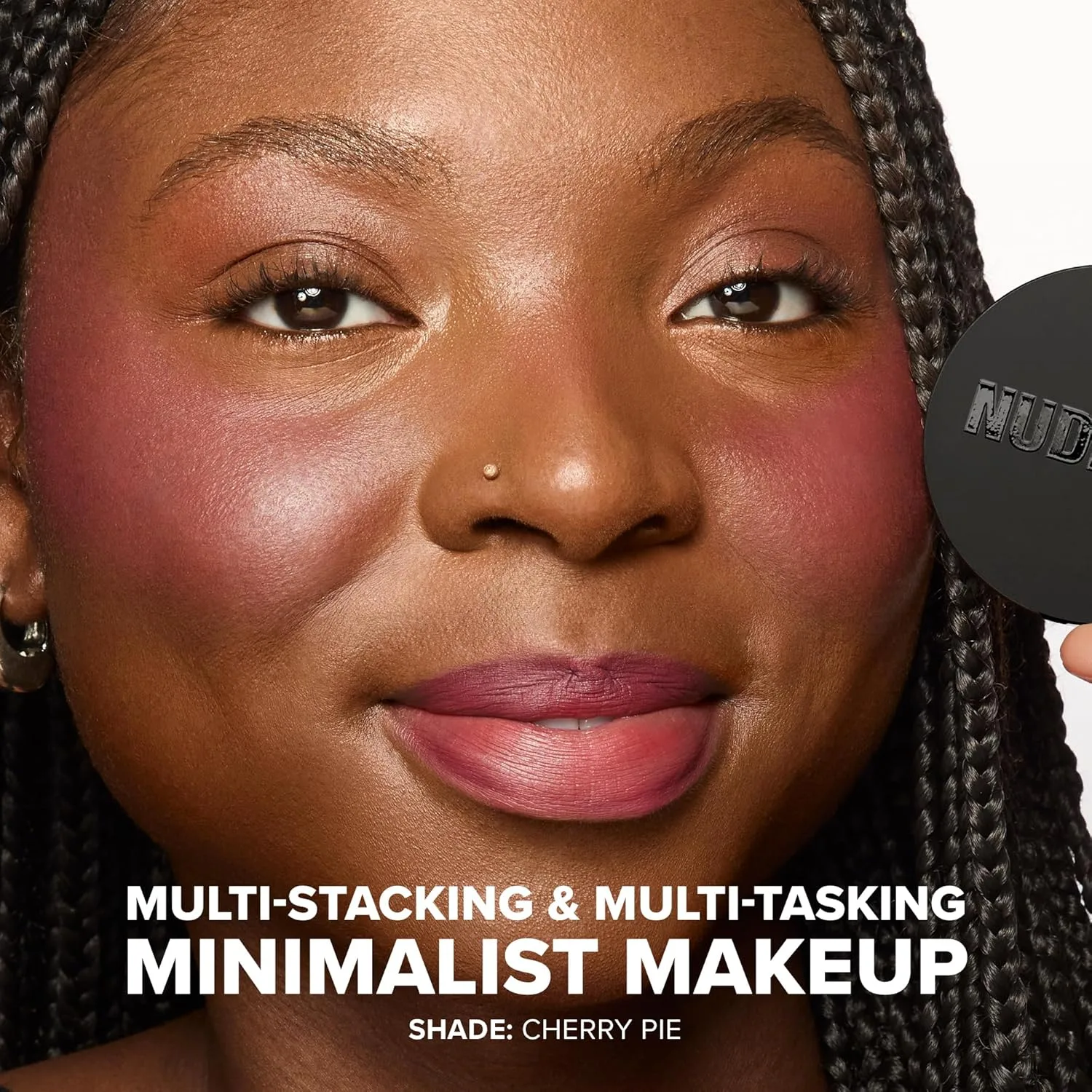 Кремовые румяна Nudestix STAX All Over Color Blush Balm - многофункциональные кремовые румяна для щек, глаз и губ с мягким матовым финишем., Cherry Pie — фото 4