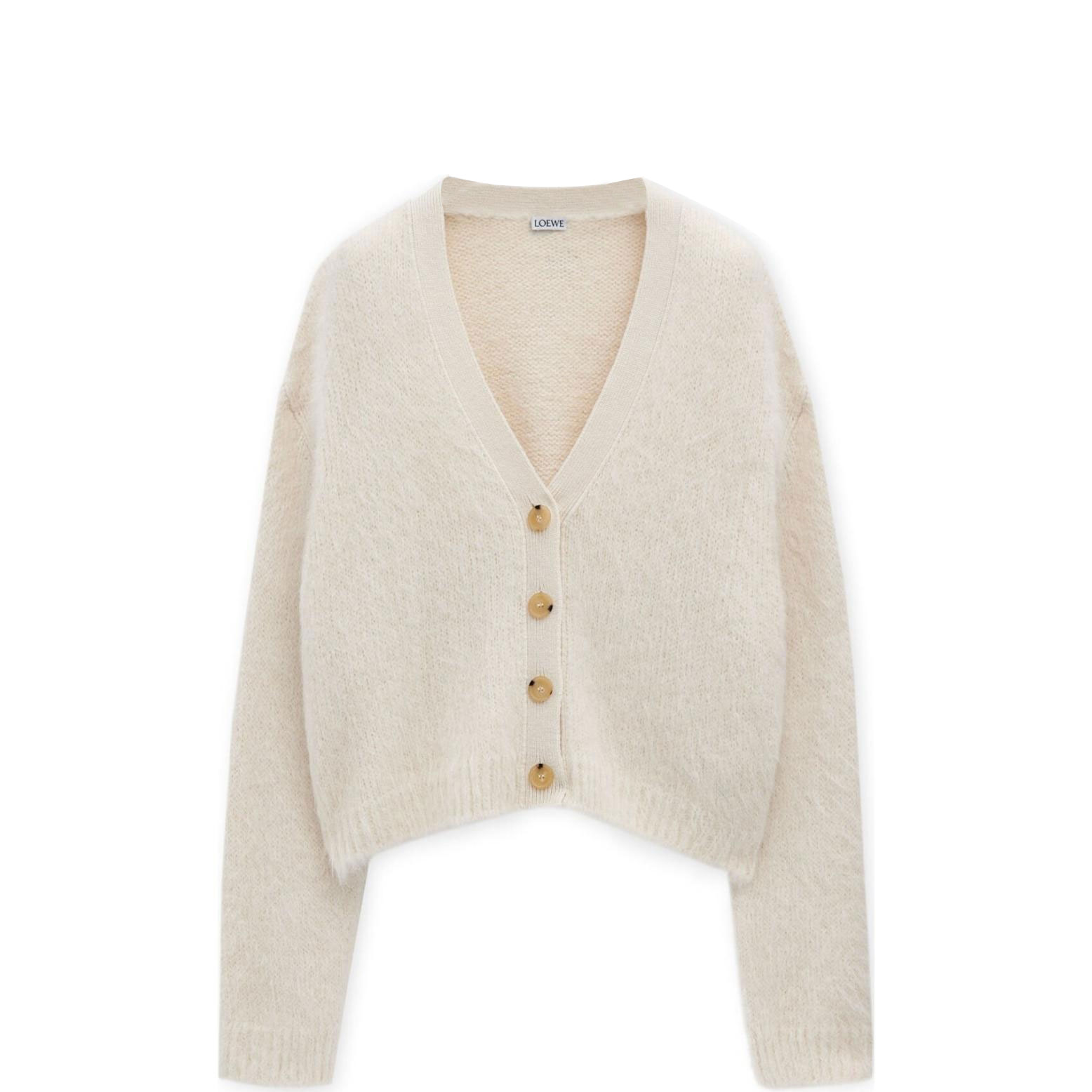 

Приталенный укороченный кардиган с V-образным вырезом LOEWE, белый