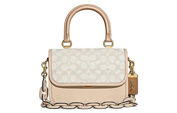 

COACH Бренд Rogue Жаккардовая Сумка С Кожаной Вставкой На Плечо И Через Плечо Маленький Размер Женская Бежевая