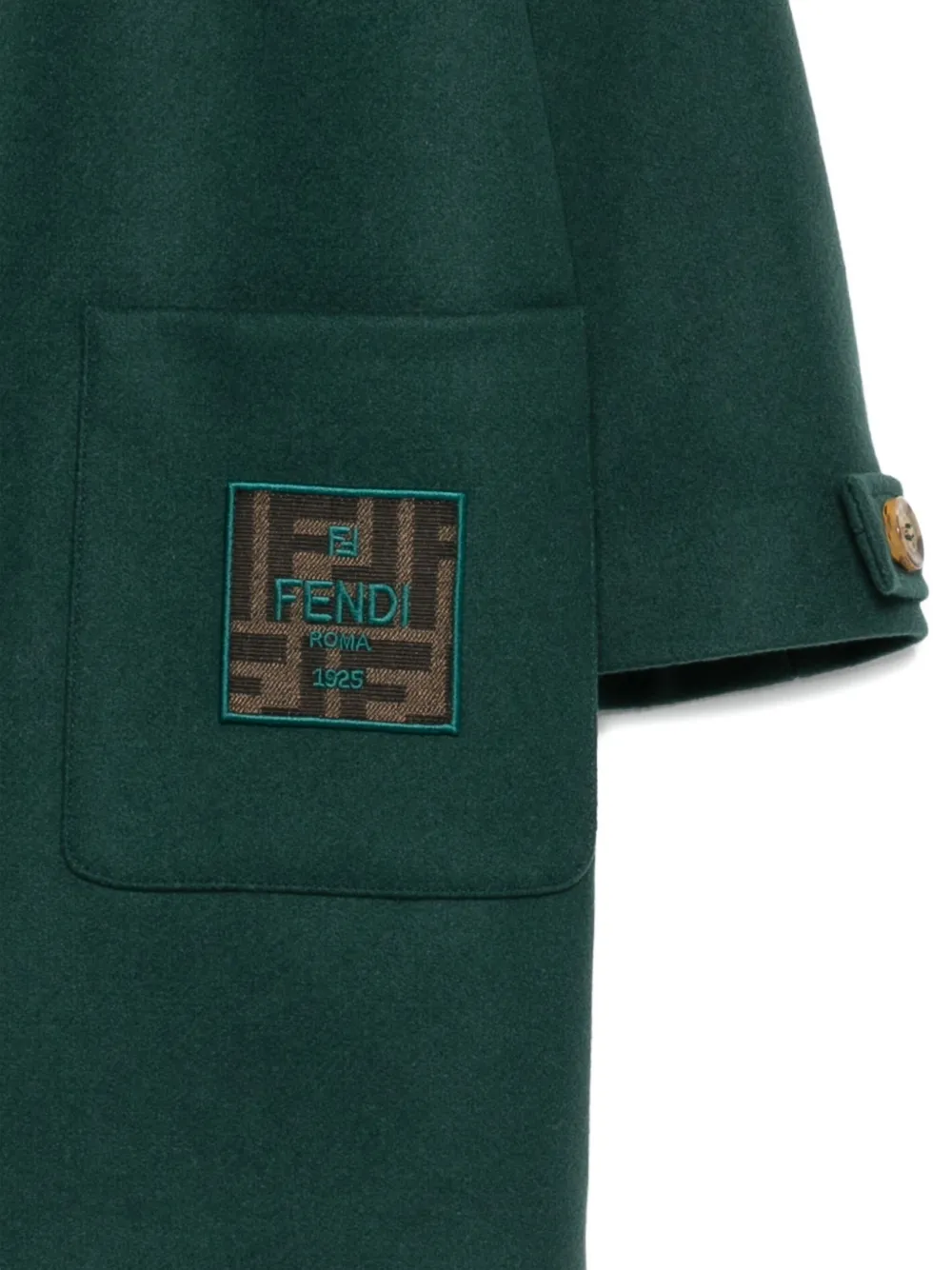 Пальто с капюшоном и накладными карманами FENDI KIDS, зеленый — фото 3