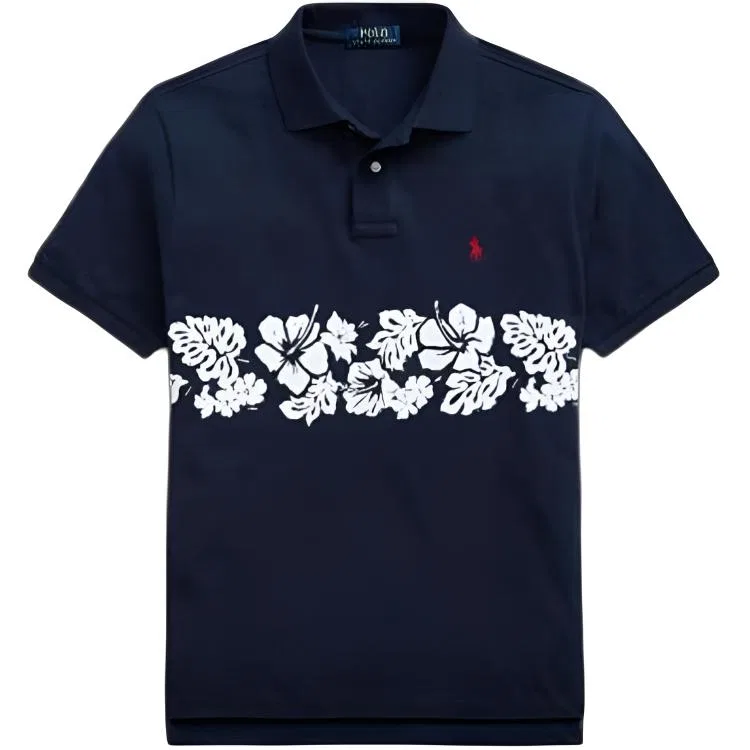 Поло Polo Ralph Lauren Custom Slim Fit мужское, Marine Blue