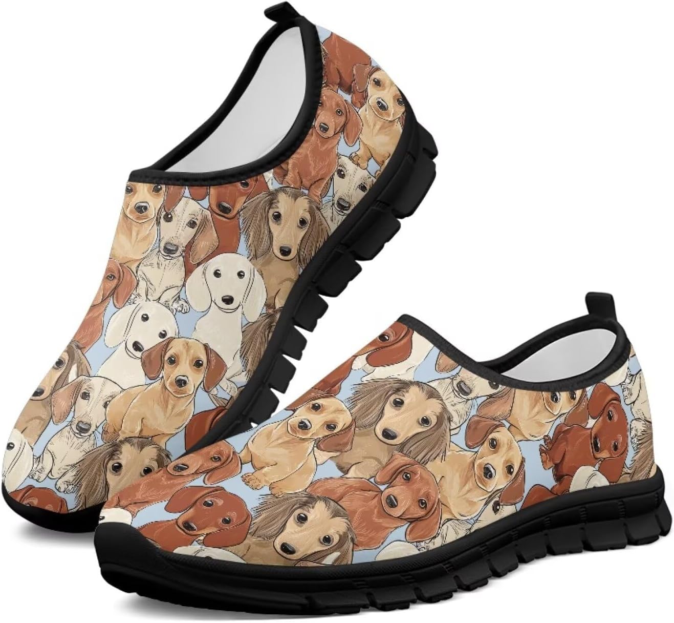 

Женские спортивные кроссовки без шнурков, дышащие, для ходьбы, бега, тенниса, тренировок, с нескользящей подошвой, широкая полнота, размер 5.5-13.5 Chririnla, Cute Puppy