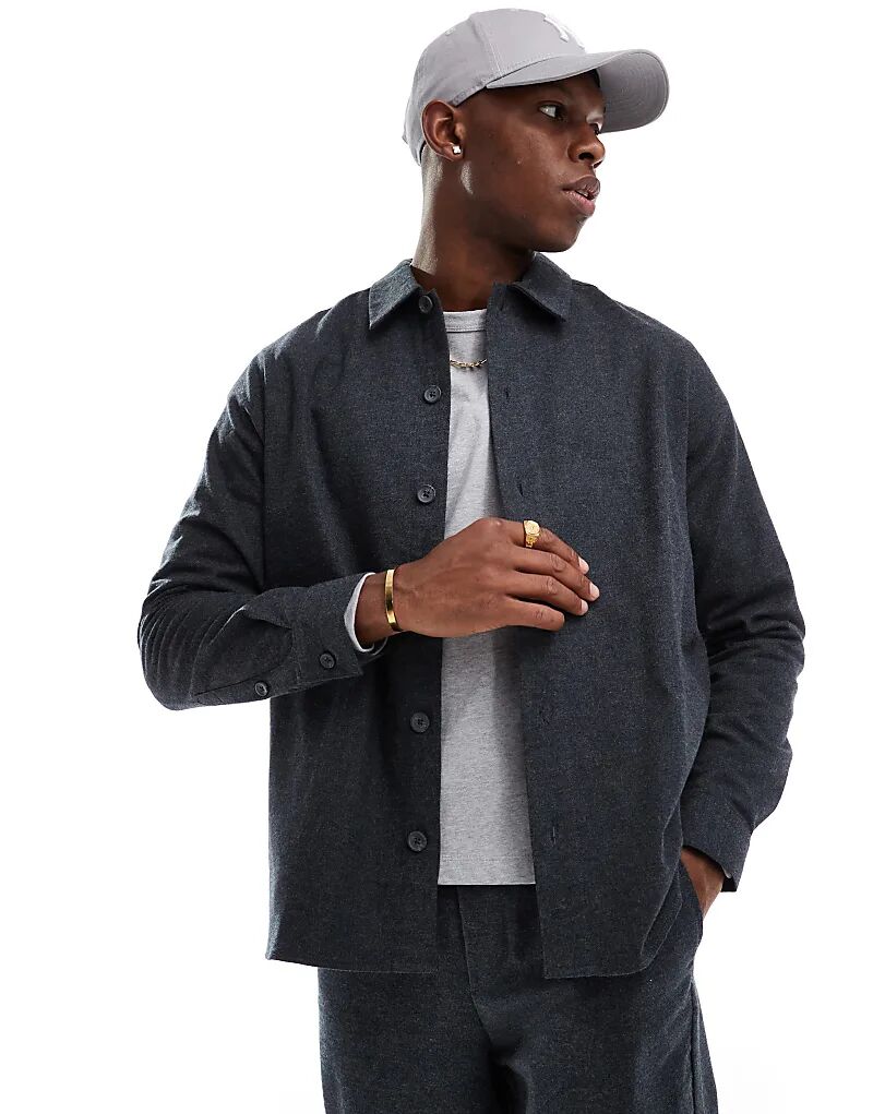 

Рубашка фланелевая ONLY & SONS с длинными рукавами, угольного цвета