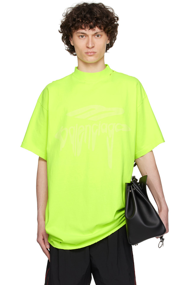 

3B оверсайз футболка с эффектом размытия Balenciaga, желтый