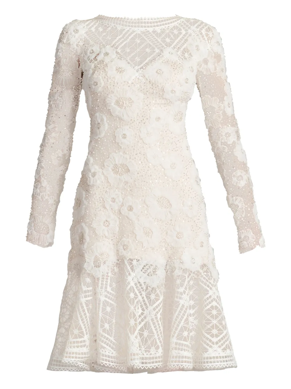 

Расклешенное платье с кружевом Tadashi Shoji, белый