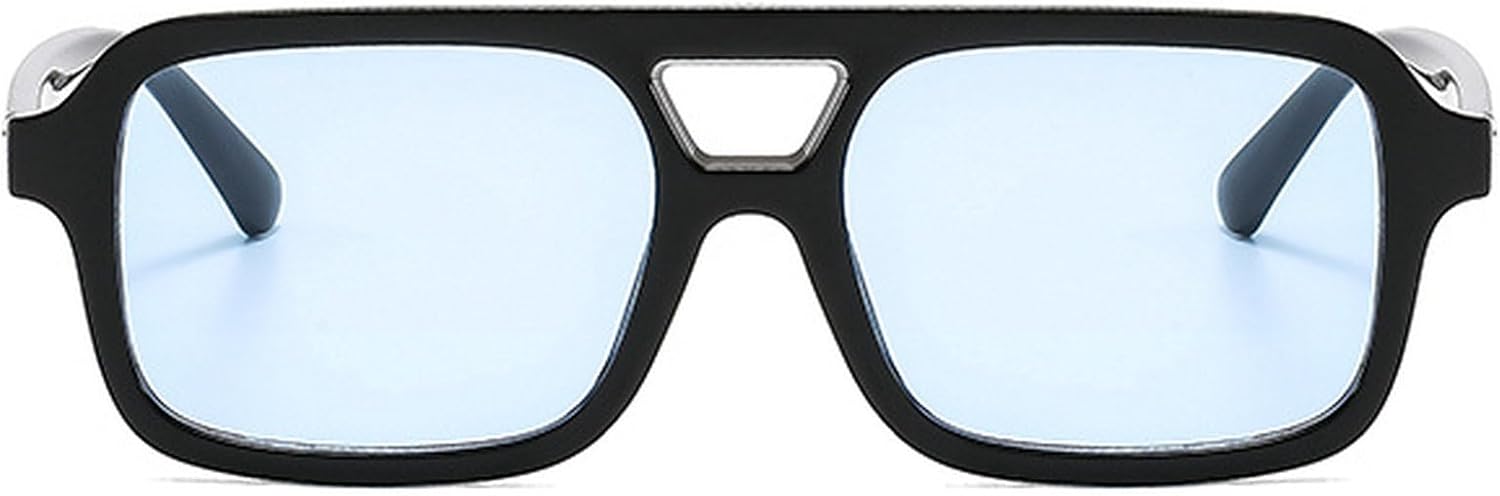 

Ретро-солнцезащитные очки большого квадратного размера в стиле «пилот» для женщин, модные большие прямоугольные солнцезащитные очки, женские солнцезащитные очки с леопардовым принтом mincl, Black Blue